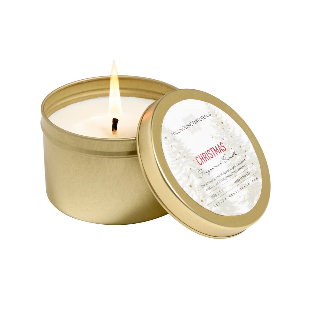 Christmas Candle In Gold Tin 5oz.